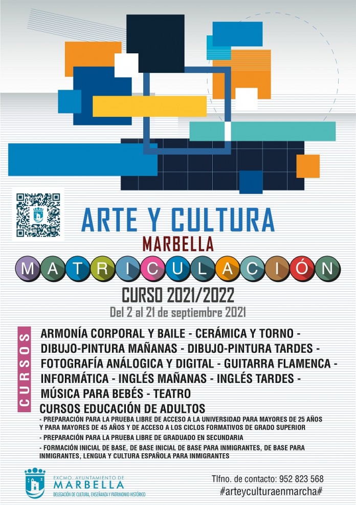 El 2 de septiembre, el Ayuntamiento inicia el plazo de solicitud del programa de formación Arte y Cultura en Marbella.
